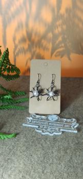 Preview: Ohrhänger Kupfer Blüte mit Glasperle Schwarz/Perlmutt-Rosa